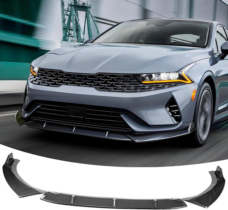 Sts.Ev01 Front Bumper Lip Splitter Spoiler Compatible with KIA K5 EX/LX/LXS/GT 2021-2026 & Kia K5 GT/GT-Line 2025 2026, 3pcs Air Dam Chin Body Kit Underbody Lip Accessories (Carbon Fiber Style) - Image 1